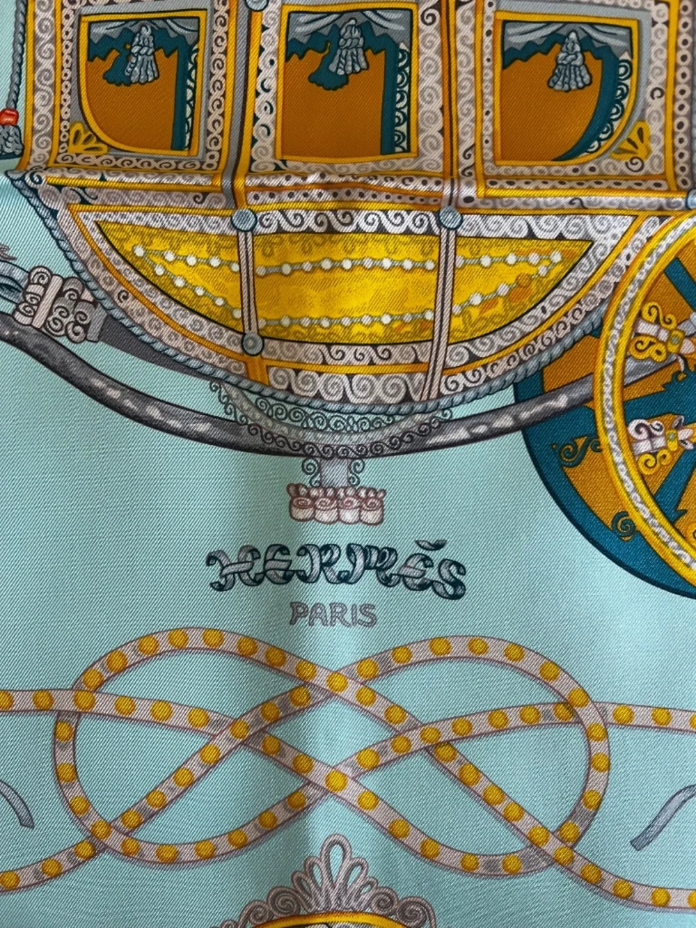 Authenticated Hermès Paris Pegase Silk Scarf, made in France
